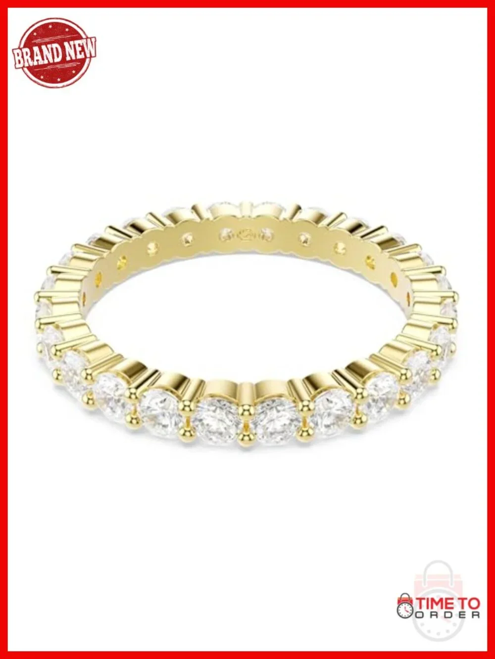 Vittore Band Ring Round Cut Gold-tone Plated Crystal Band Ring